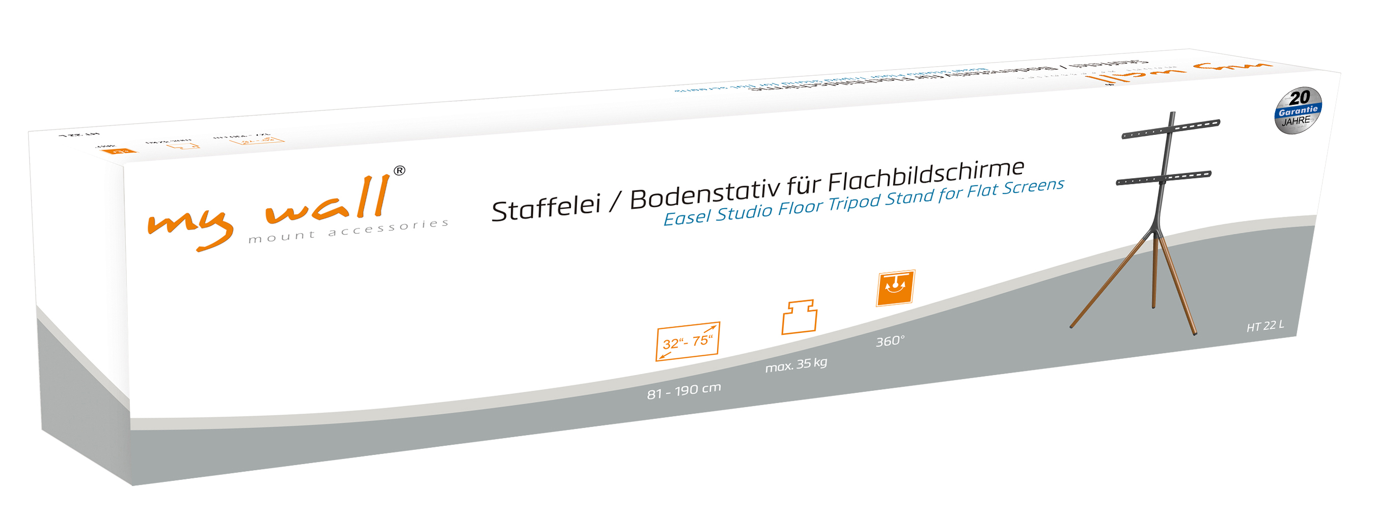 Verpackung für einen Fernsehständer mit 3 Beinen, für 32-75 Zoll Bildschirme.