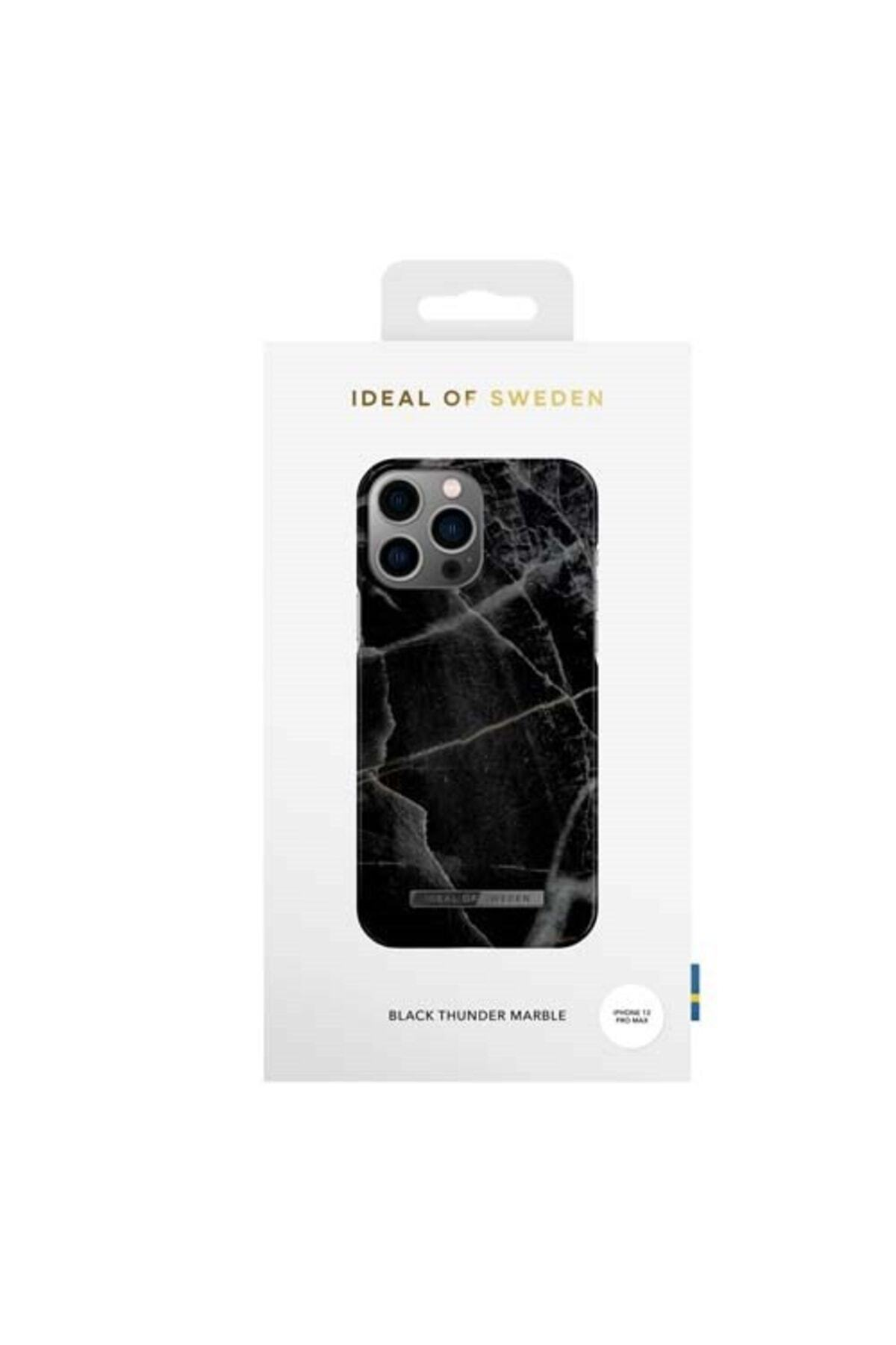 Siyah mermer iPhone 13 Pro Max kılıfı içeren ambalaj.