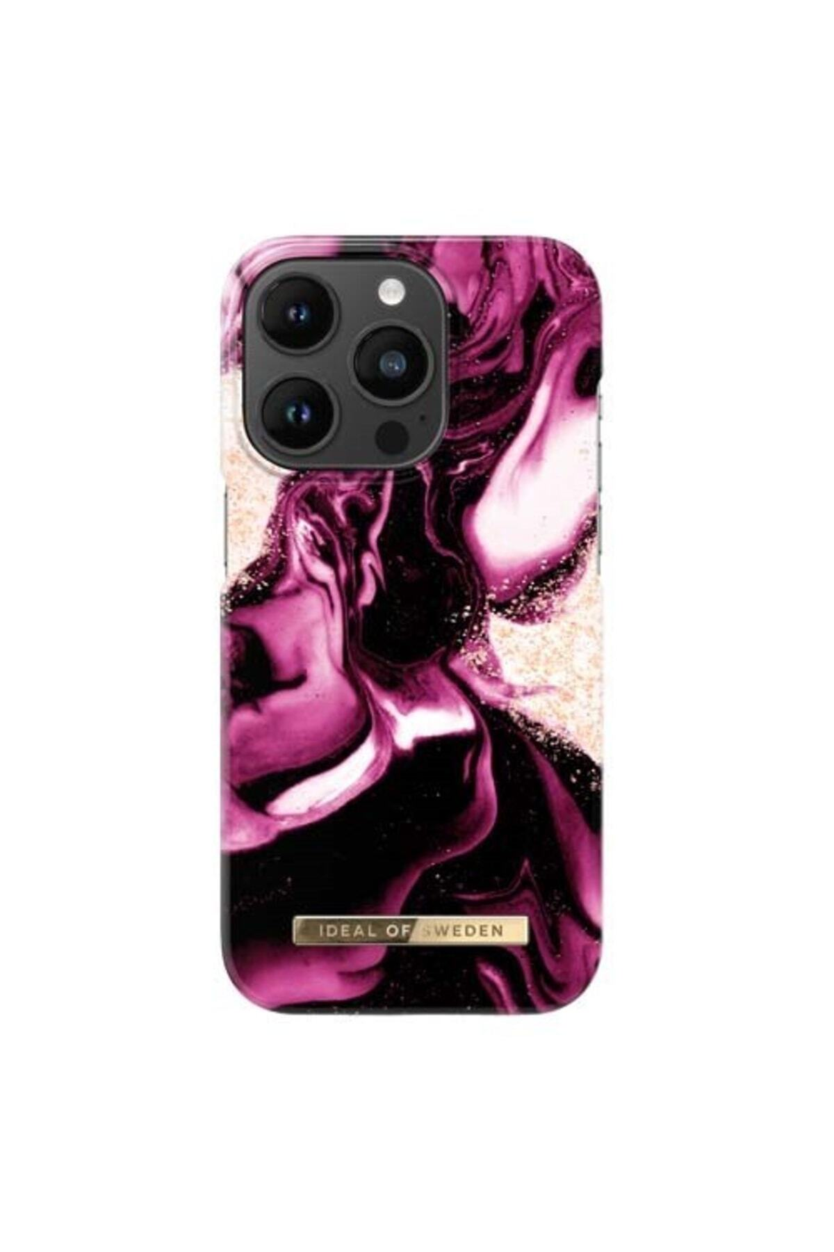 Mor ve siyah tonlarda mermer desenli iPhone kılıfı.