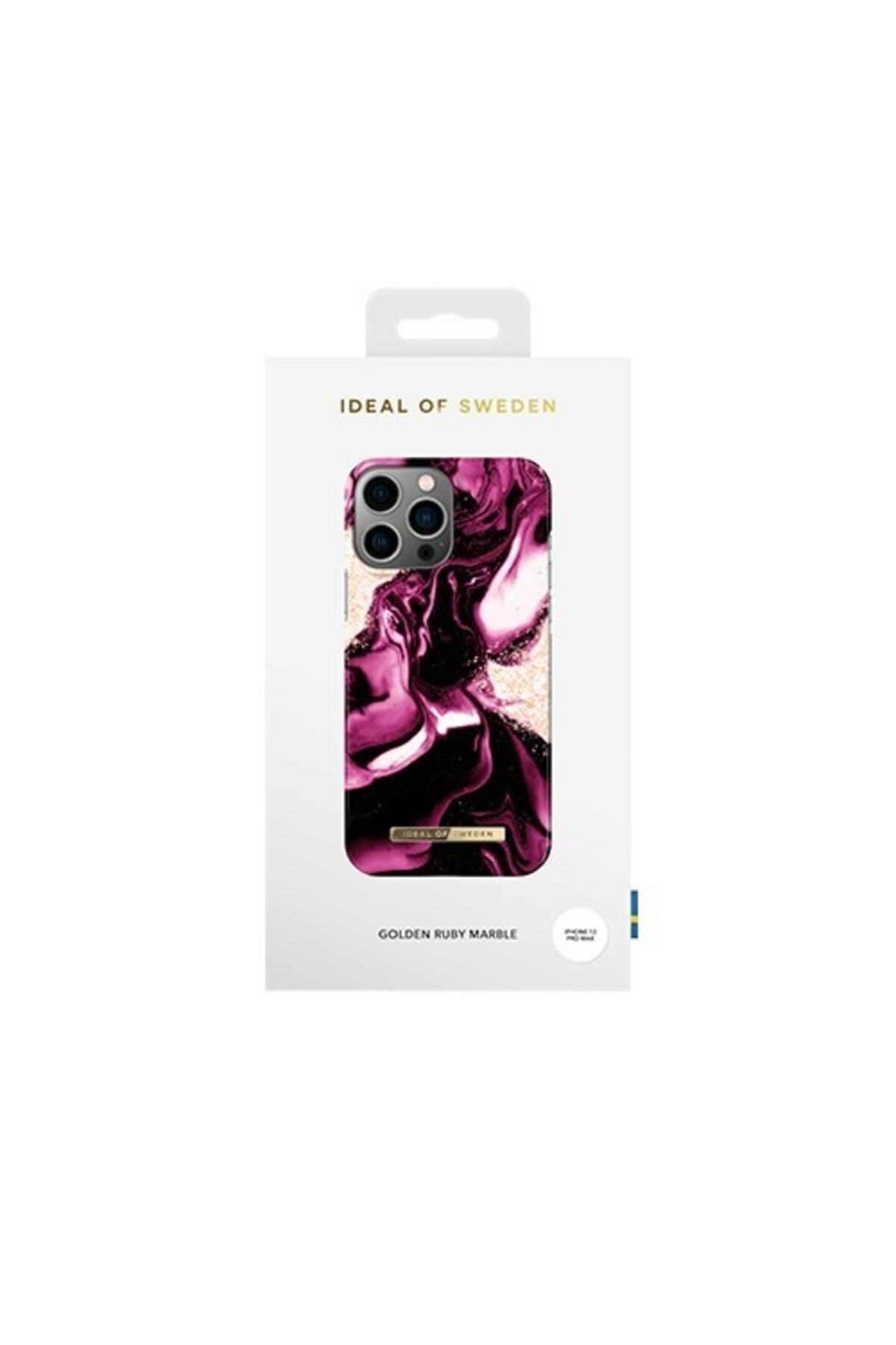 Ideal of Sweden telefon kılıfı, Golden Ruby Marble tasarımlı, kameralı.