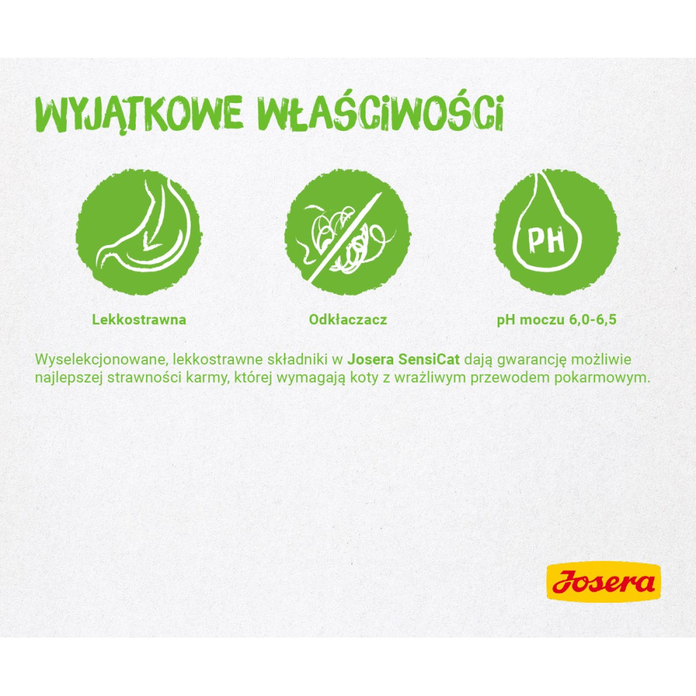 Trzy zielone koła oznaczają: lekkostrawne, przeciw kłaczkom, pH 6,0-6,5.