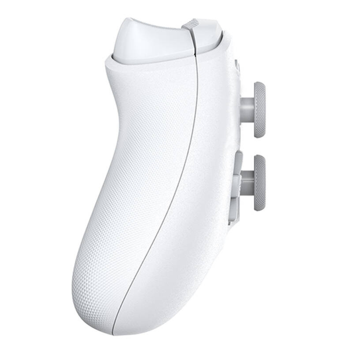 Lato bianco del controller con due stick analogici grigi e texture.