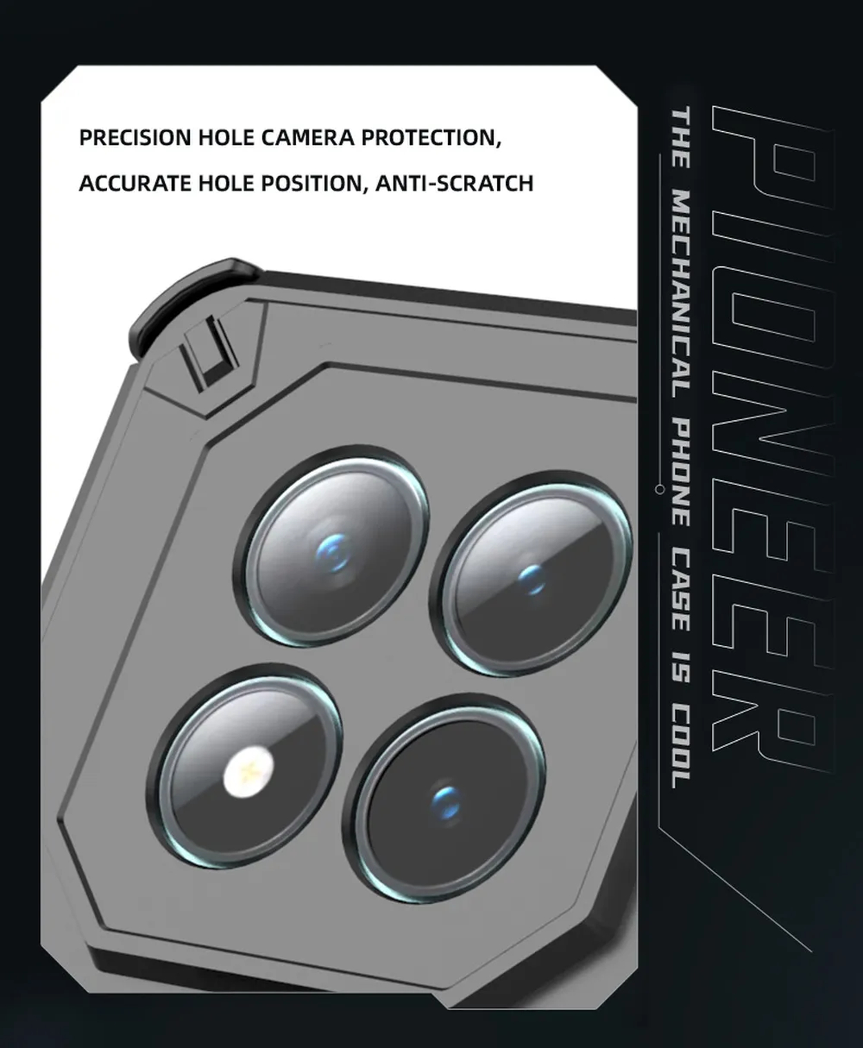 Coque de téléphone grise avec quatre objectifs. Protection de caméra.