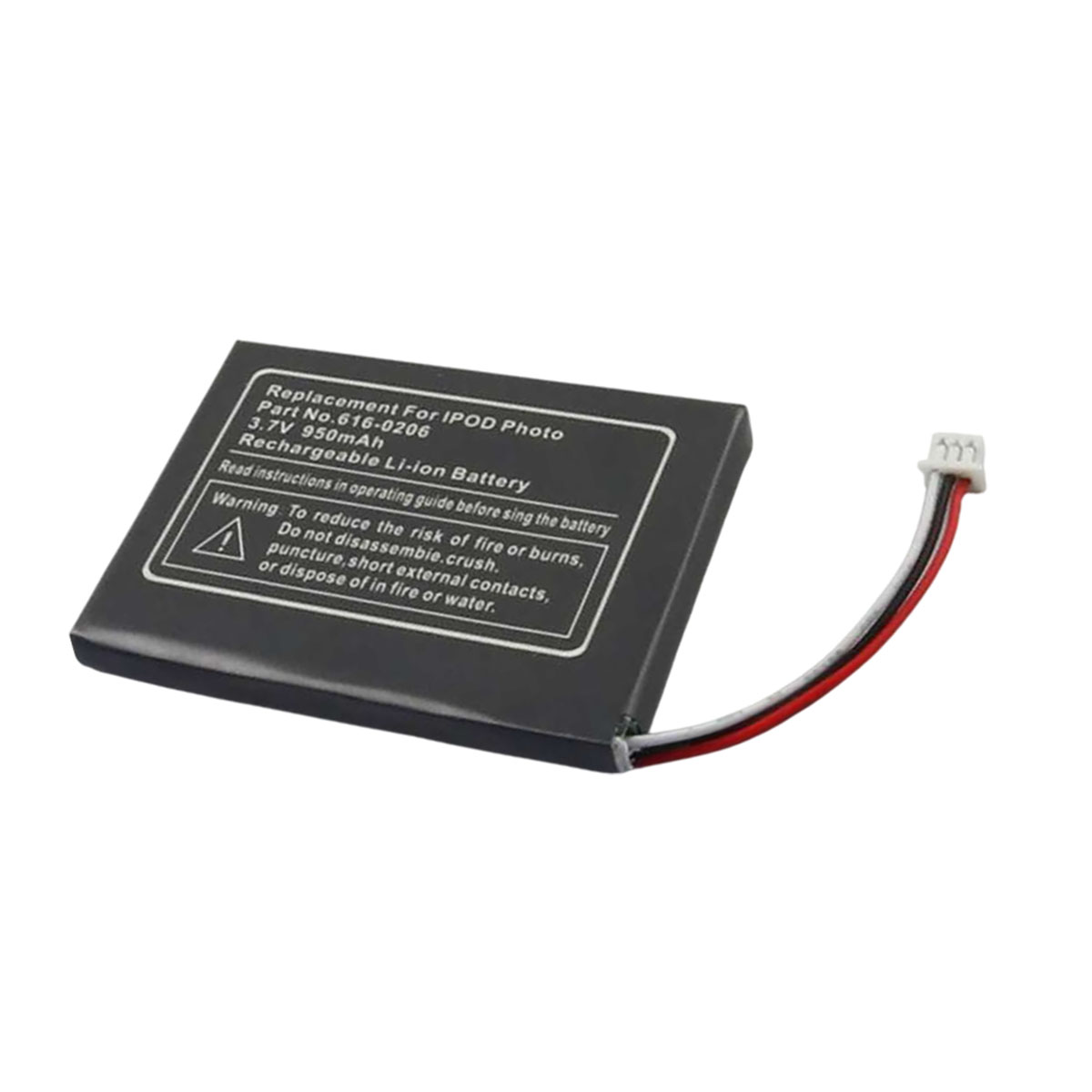 Batteria nera con cavo per iPod Photo, 3.7V 950mAh.