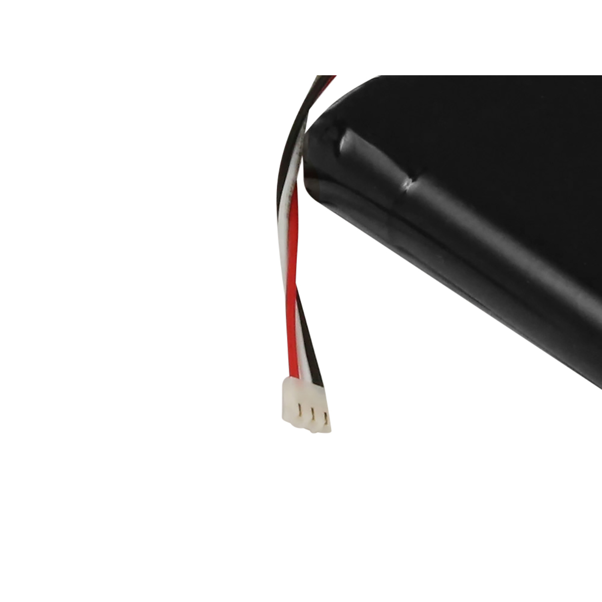 Batteria nera con fili bianco, rosso e nero.