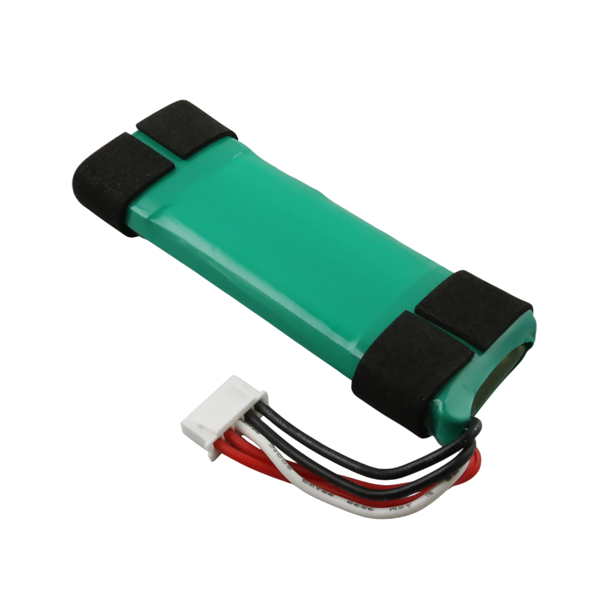 Pacco batteria verde con connettore nero e fili.
