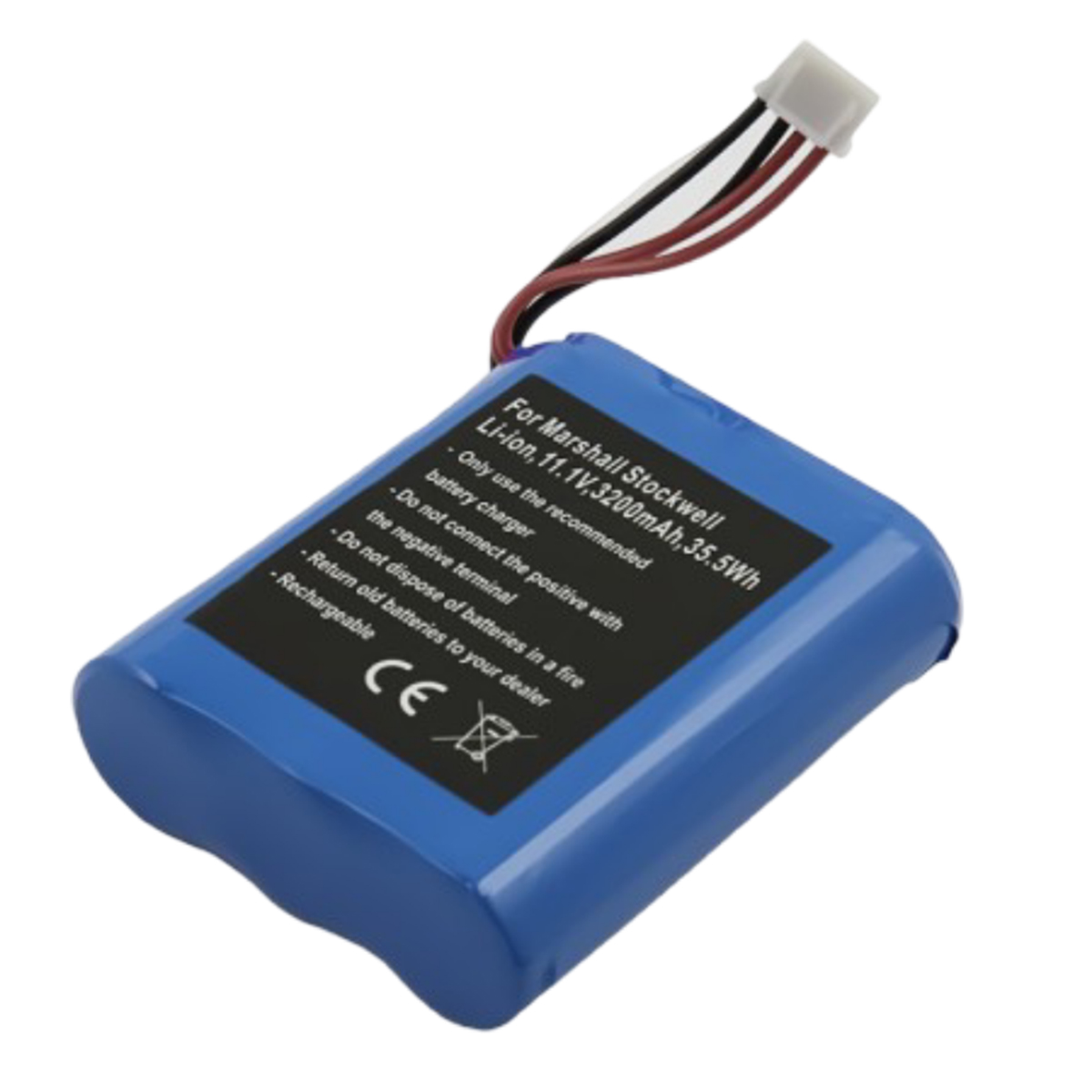Batteria blu Li-ion per Marshall Stockwell con cavi e marchio CE.