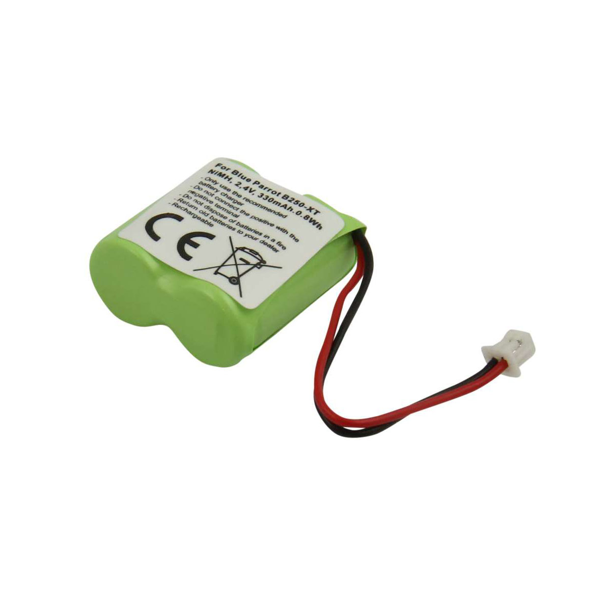 Batteria NiMH verde da 2,4V per Blue Parrot B250-XT con cavi.