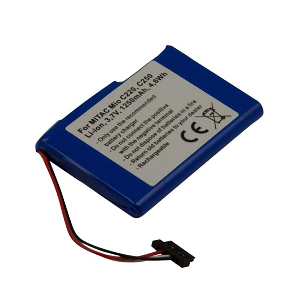Batteria Li-Ion blu per Mitac Mio C220/C250 con cavo.
