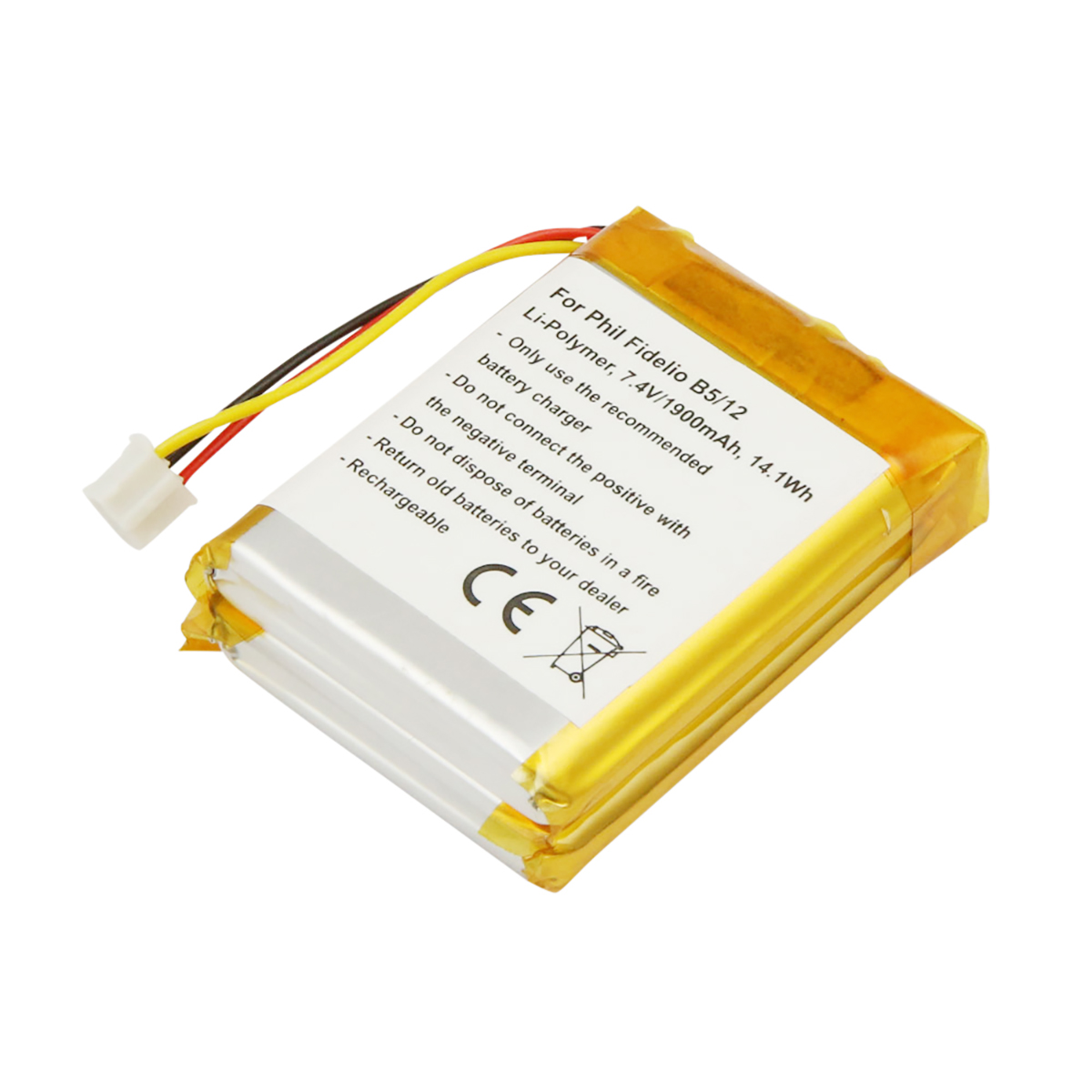Una batteria Li-Polymer per Phil Fidelio B5/12, 7.4V, 1900mAh, con cavi.