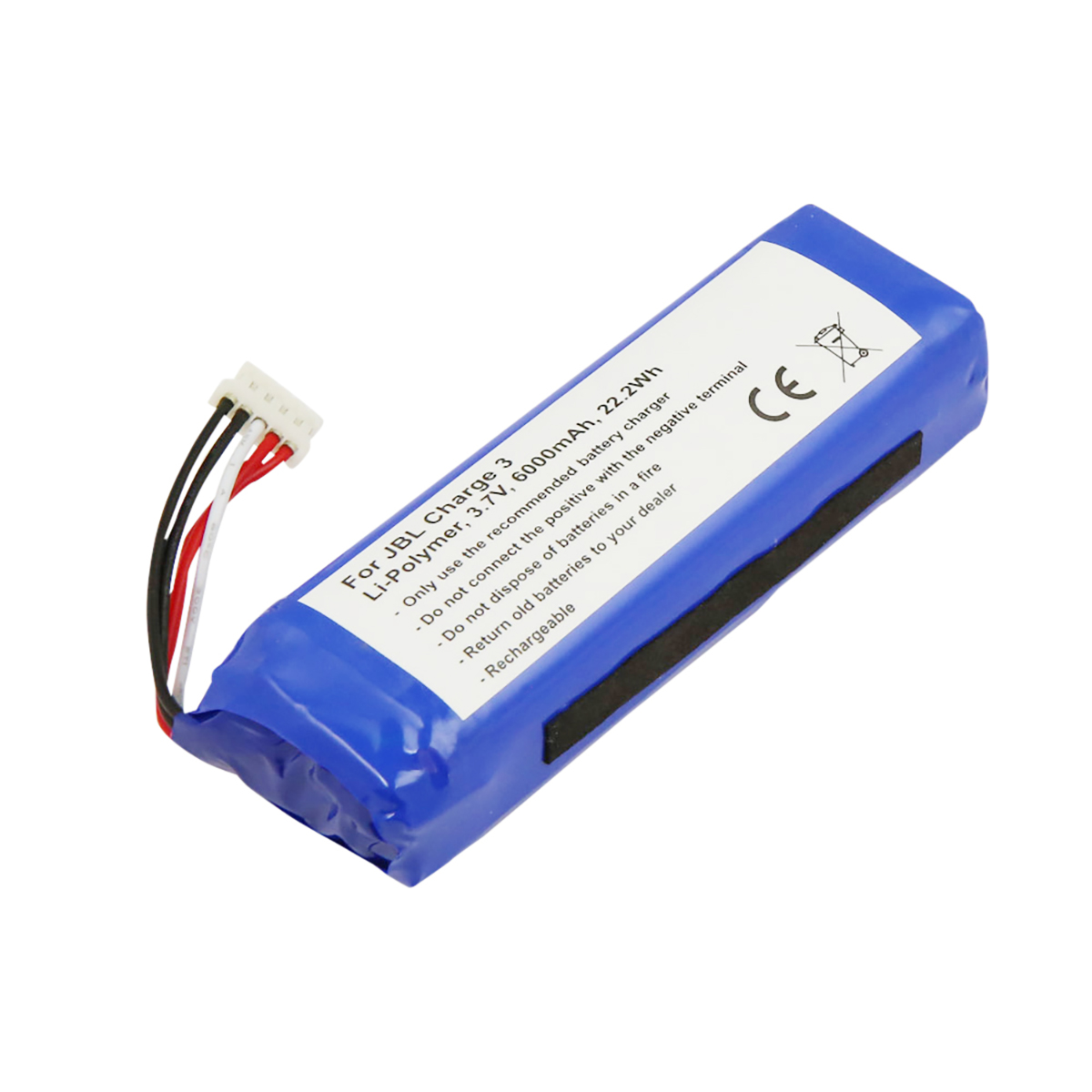 Batteria Li-Polymer blu da 3,7V 6000mAh per JBL Charge 3 con cavi.