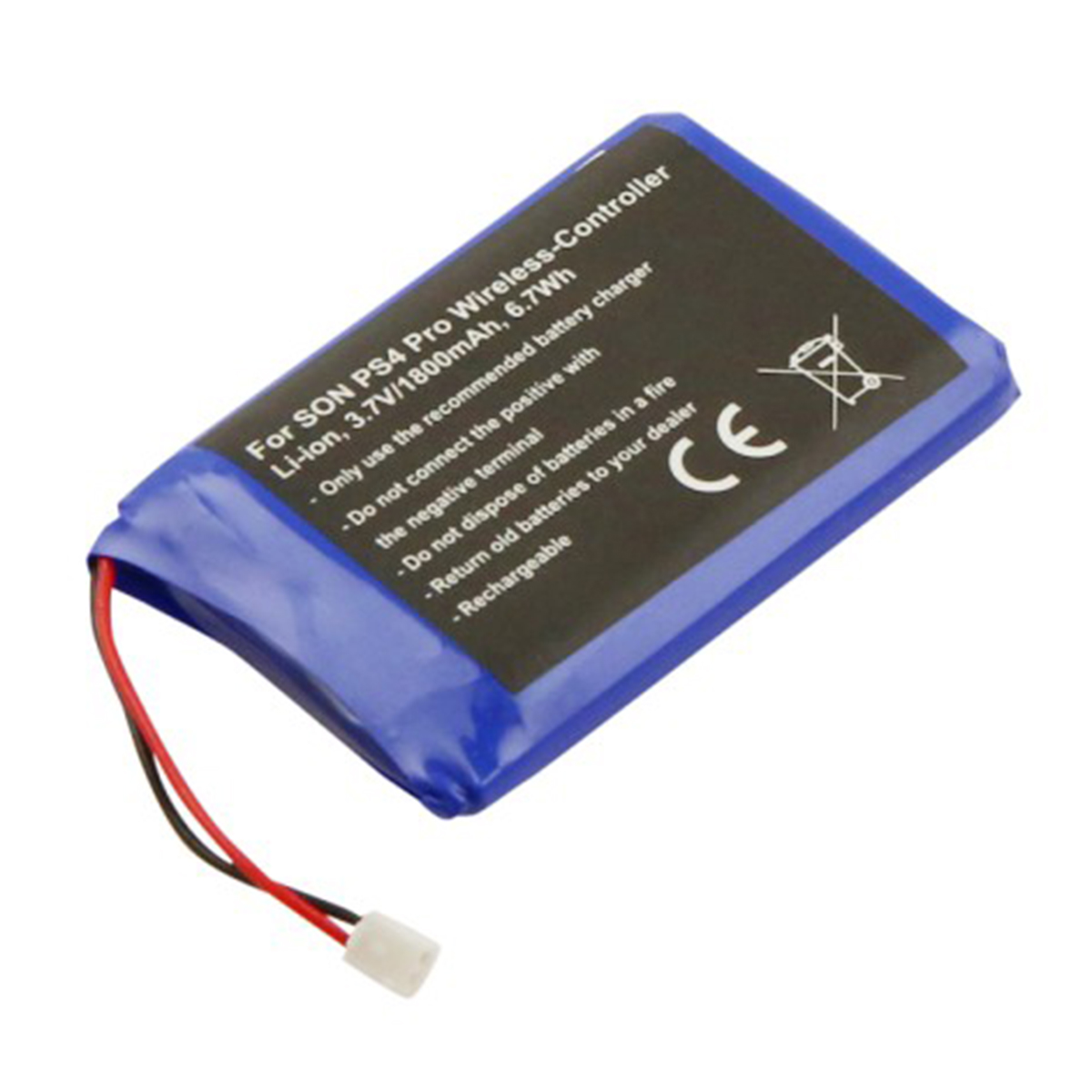 Batteria blu Li-ion per controller PS4 Pro, 3,7V/1800mAh, con cavo.