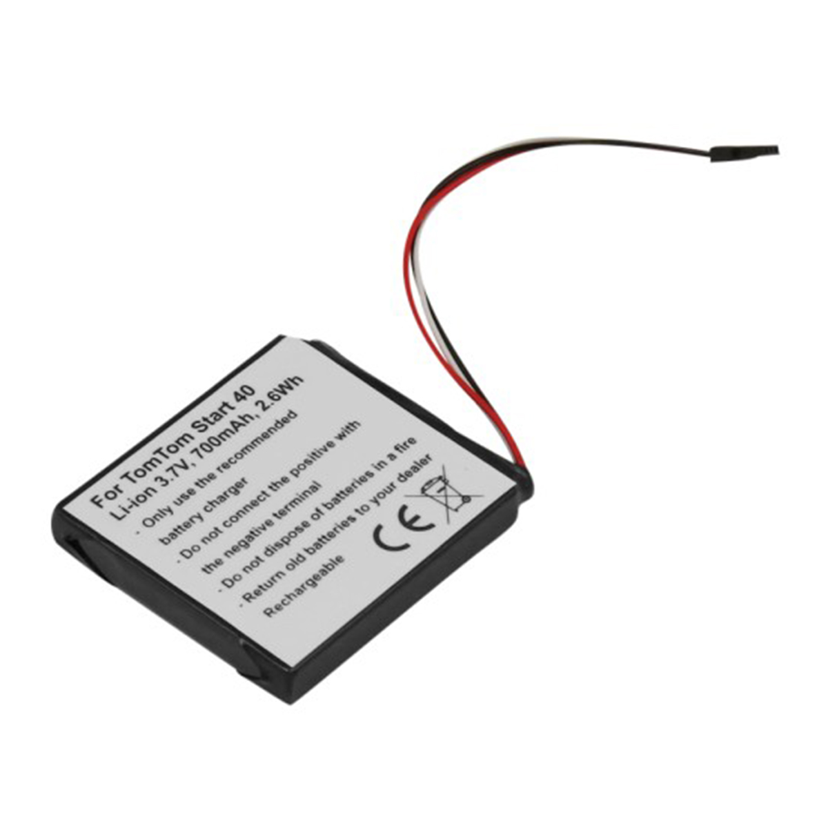 Batteria Li-ion per TomTom Start 40 con cavo e marchio CE.