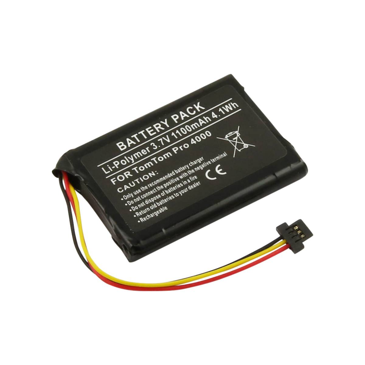 Batteria Li-Polymer nera 3.7V 1100mAh per TomTom Pro 4000 con cavi.