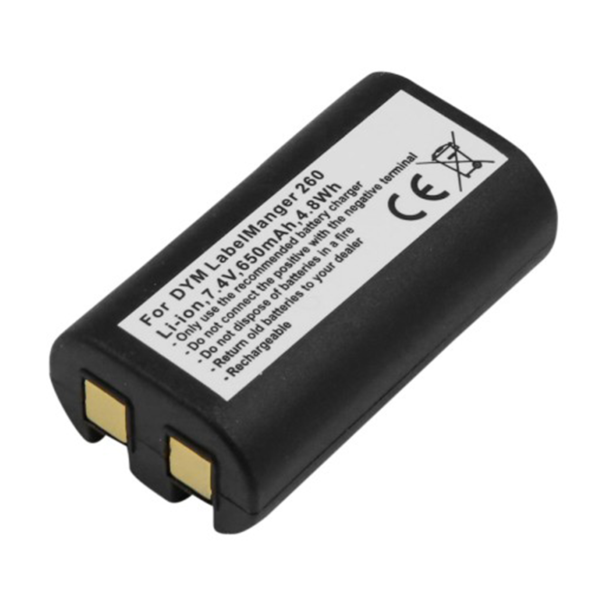 Batteria nera per DYM LabelManger 260 con marchio CE.