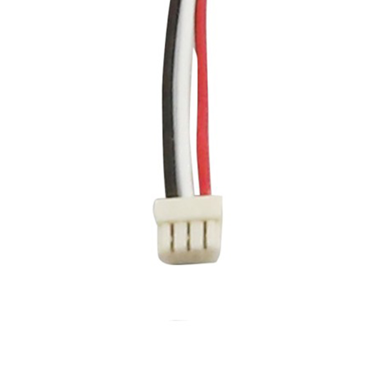 Tre fili (nero, bianco, rosso) con un connettore bianco.