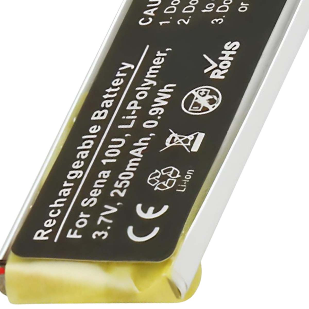 Batteria ricaricabile Li-Polymer per Sena 10U, 3,7V, 250mAh, 0,9Wh.
