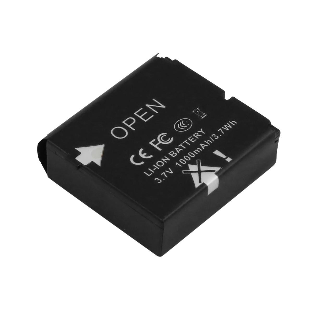 Batteria Li-ion nera, 3,7 V 1000 mAh 3,7 Wh, con marchi CE e FC.
