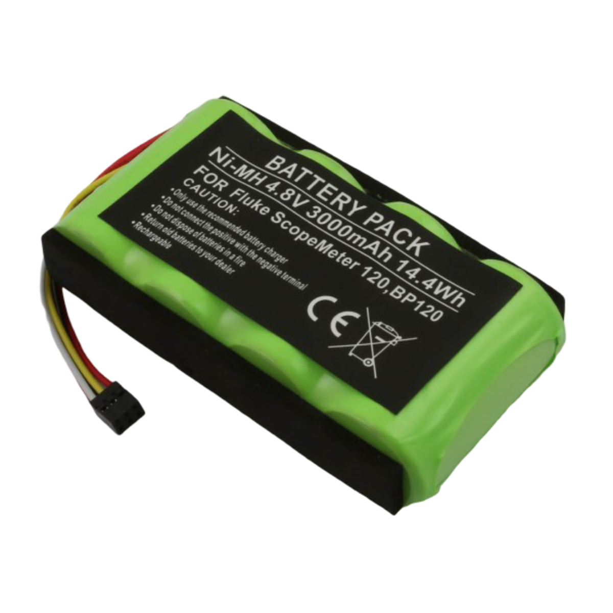 Pacco batteria verde Ni-MH per Fluke ScopeMeter, 4,8V, 3000mAh, con cavo.