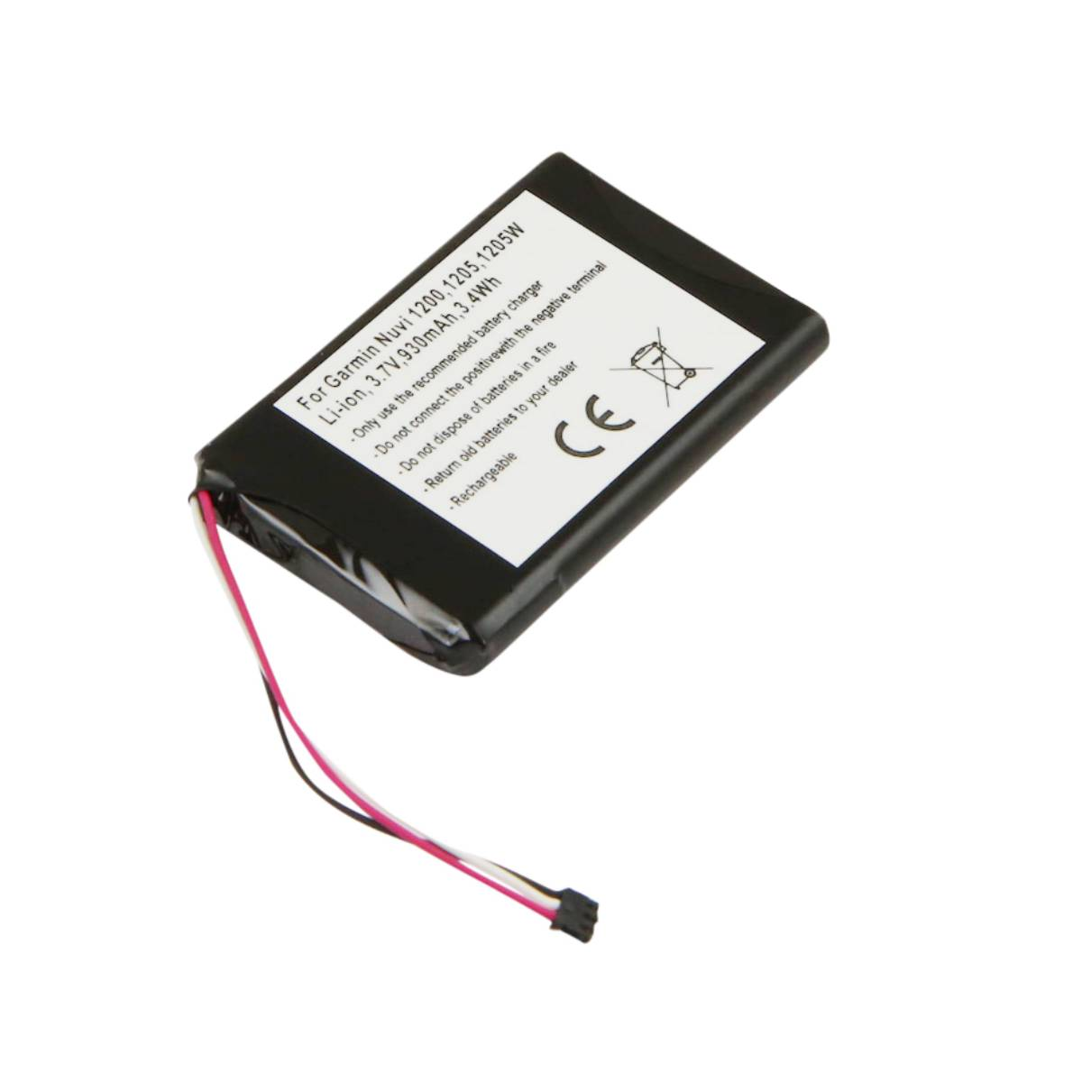 Batteria Li-ion nera per Garmin Nuvi con cavi e marchio CE.