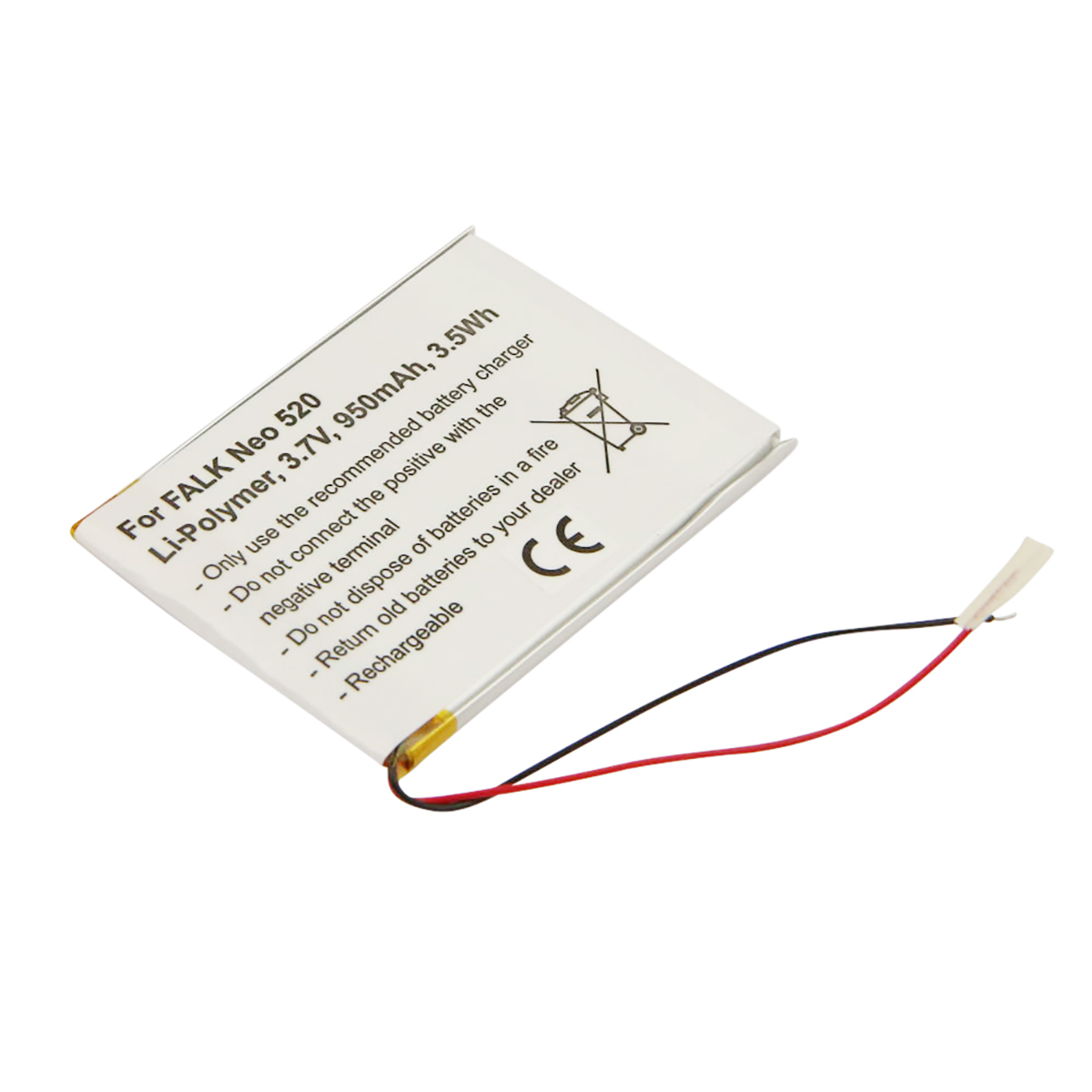 Una batteria Li-Polymer per FALK Neo 520, 3,7V, con cavi.