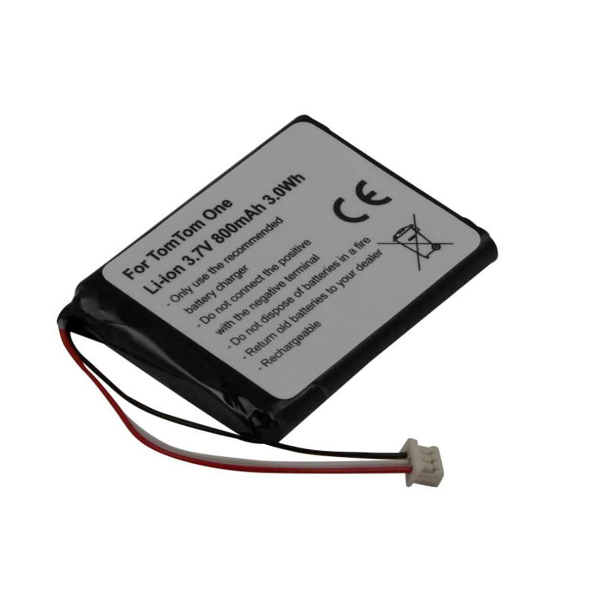 Batería Li-ion TomTom One, 3,7V 800mAh. Con cable y conector.