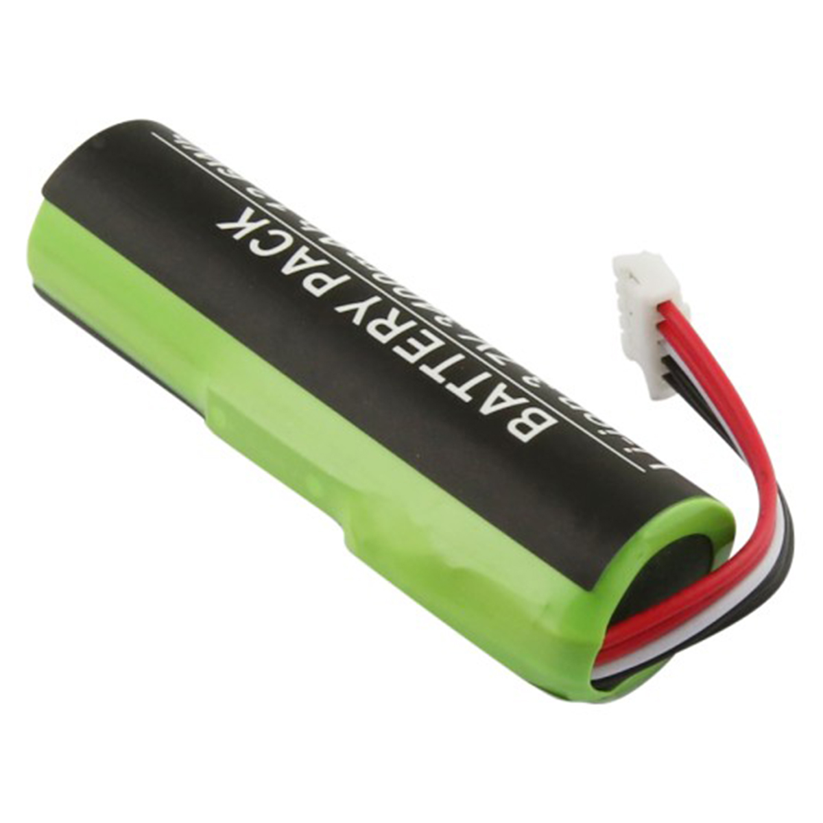 Pacco batteria verde e nero con fili e connettore.
