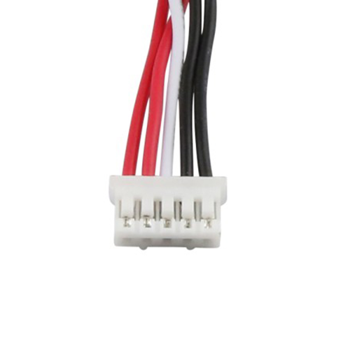 Quattro cavi colorati (rosso, bianco, nero) conducono a un connettore bianco.