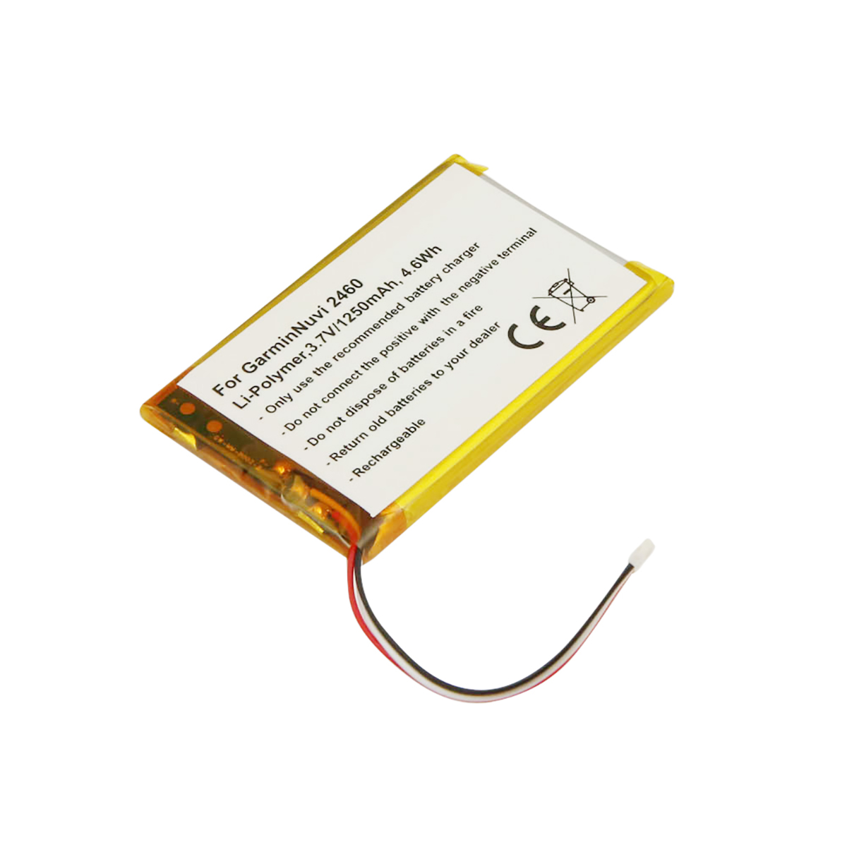 Batteria Li-Polymer per Garmin Nuvi 2460, 3,7V, 1250mAh.
