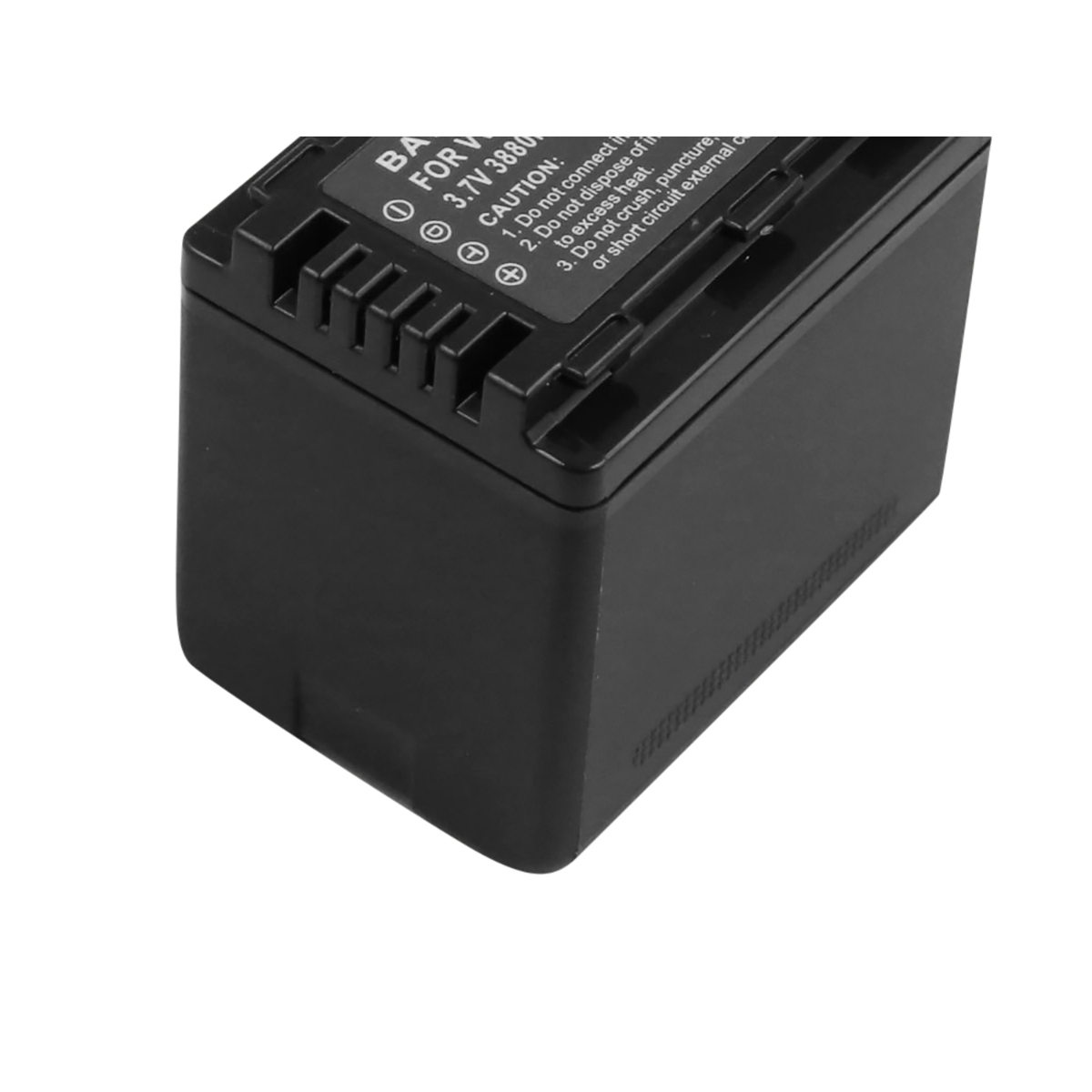 Batería negra con etiquetas de advertencia y especificaciones de 3.7V 3880.