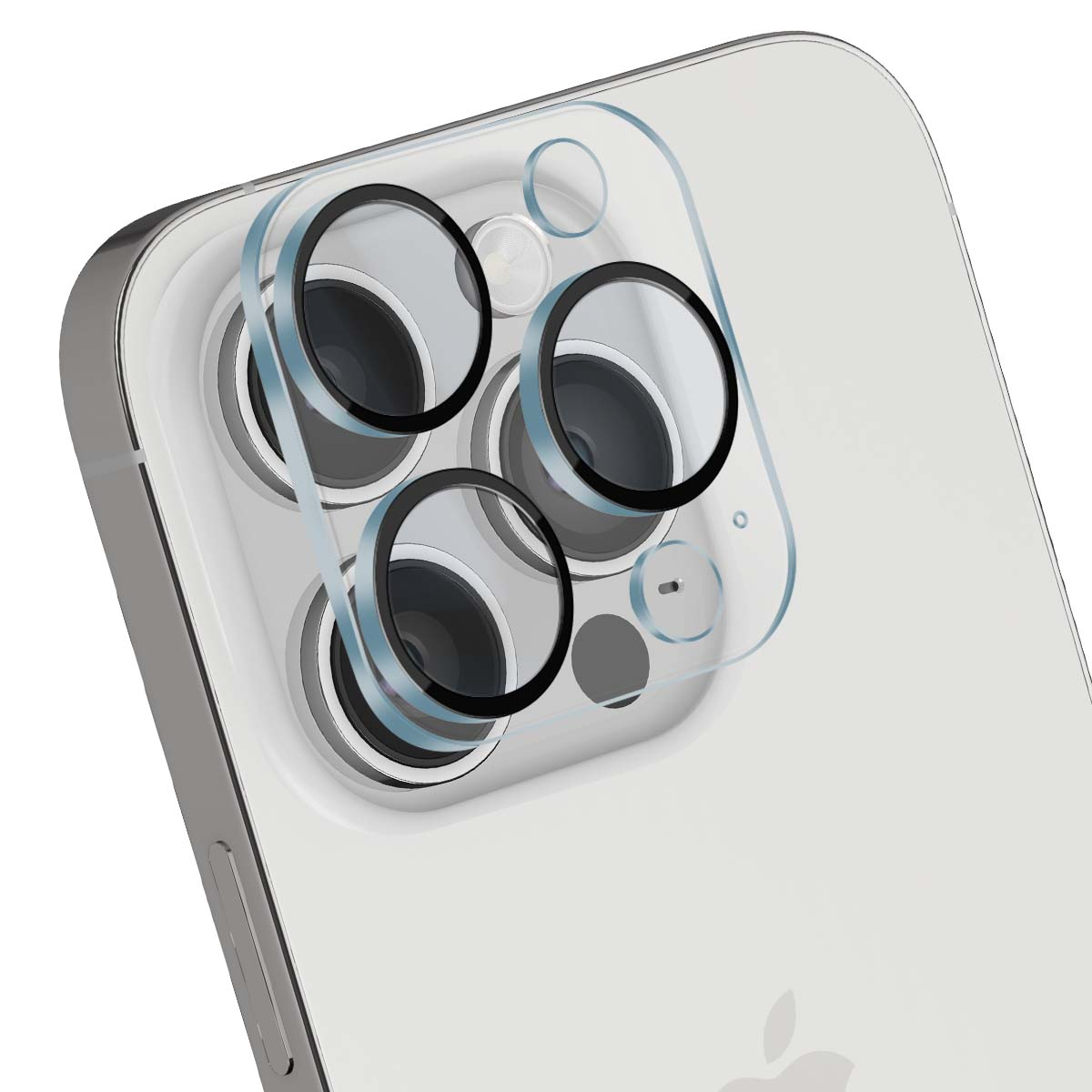 Beschermfolie voor telefooncamera's op witte achtergrond.