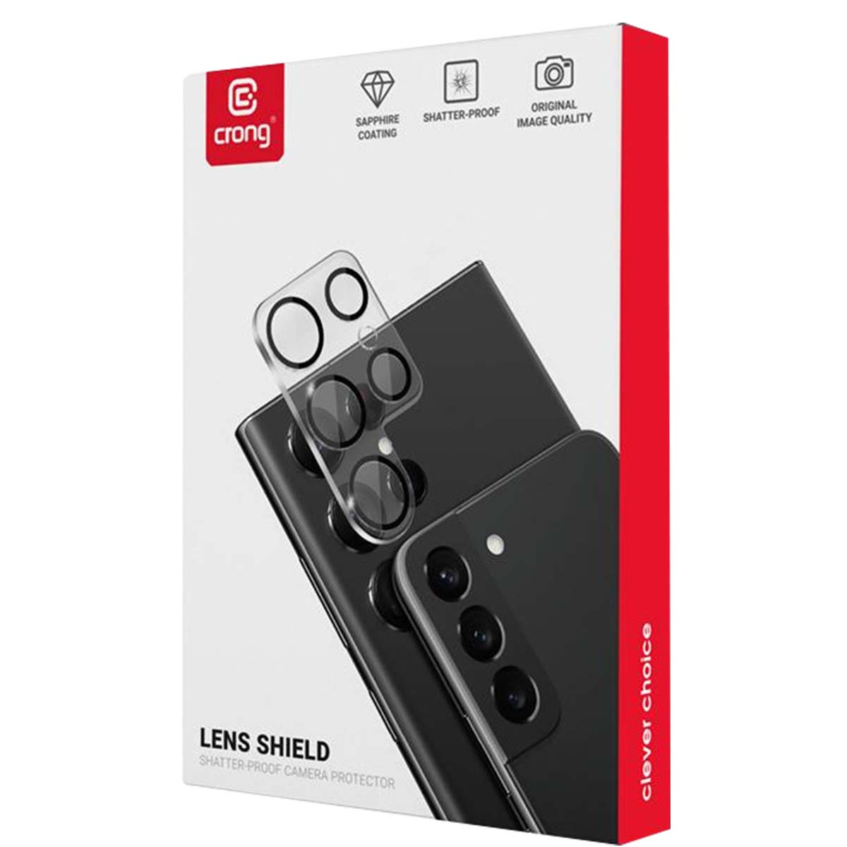 Un protector de lente para un smartphone con tres cámaras traseras.