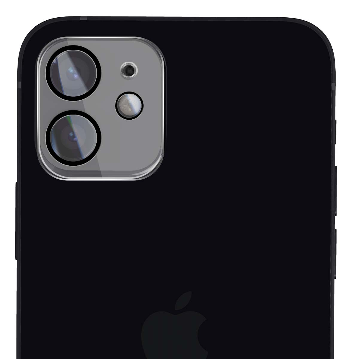 Vista posteriore di un iPhone nero con modulo fotocamera e logo Apple.