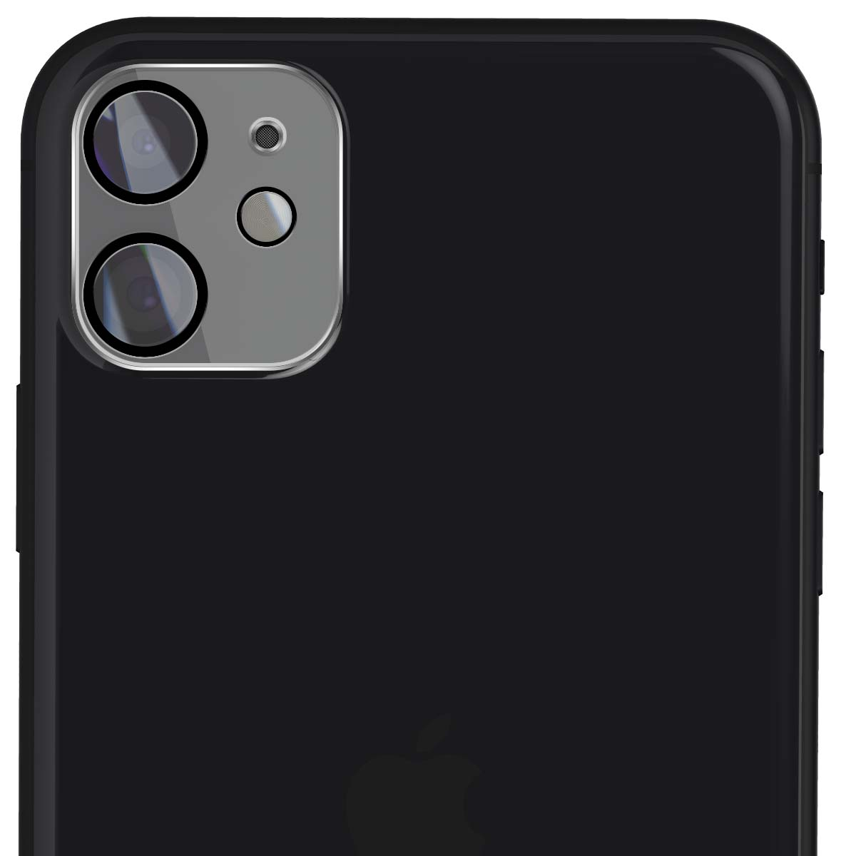 Close-up van de zwarte achterkant van een smartphone met dubbel camerasysteem.