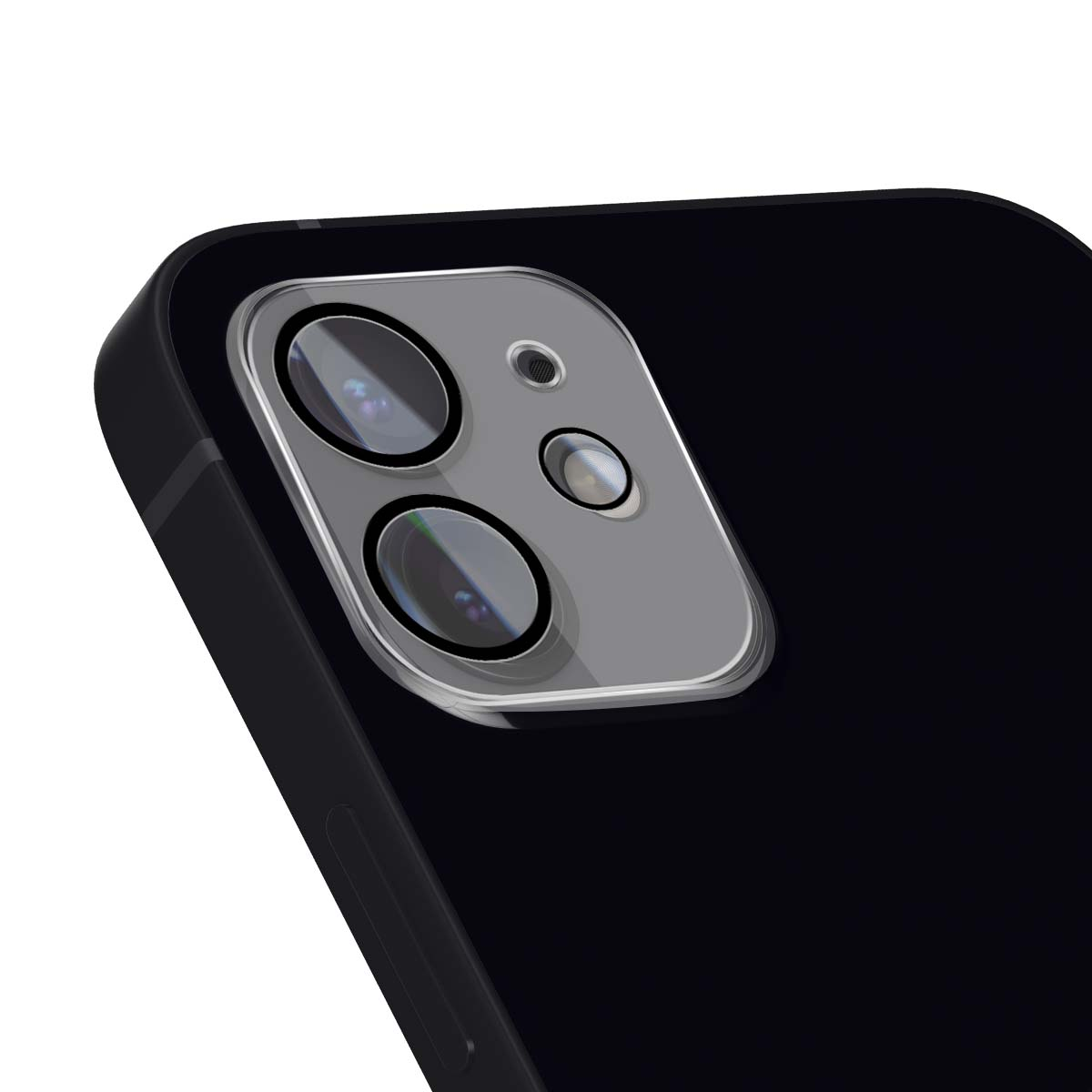 Primo piano del retro di uno smartphone nero con tre obiettivi della fotocamera.