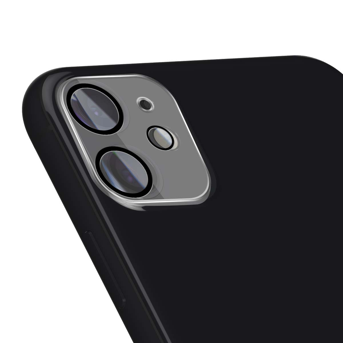 Close-up van de zwarte achterkant van een smartphone met cameramodule.