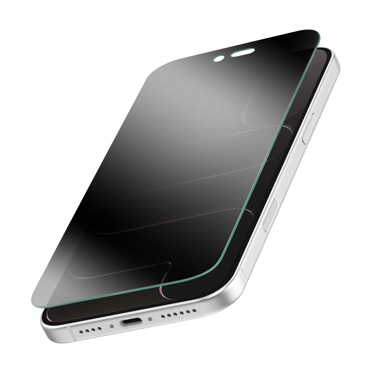 Una protezione schermo nera su uno smartphone, che mostra parte dello schermo.