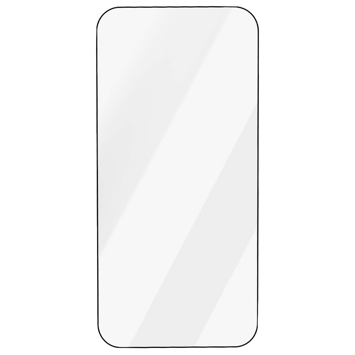 Een transparante screenprotector voor smartphone met afgeronde hoeken.