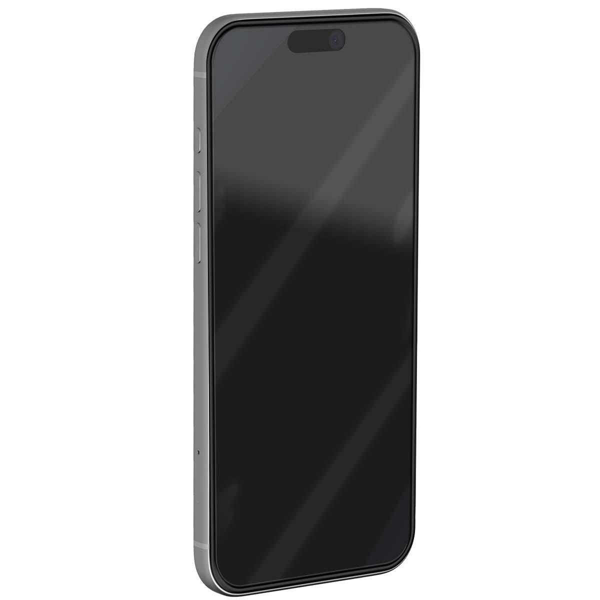 Een moderne smartphone met zilveren frame en donker scherm.