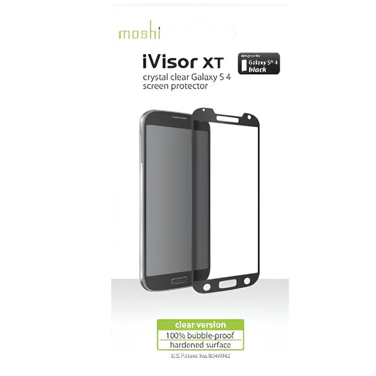 Protector de pantalla Moshi iVisor XT para Galaxy S4, negro, transparente, 100% sin burbujas.