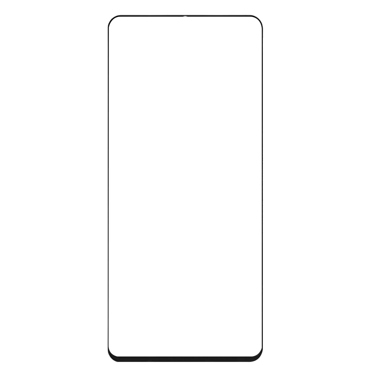 Un smartphone sans bordures avec un écran blanc vierge.