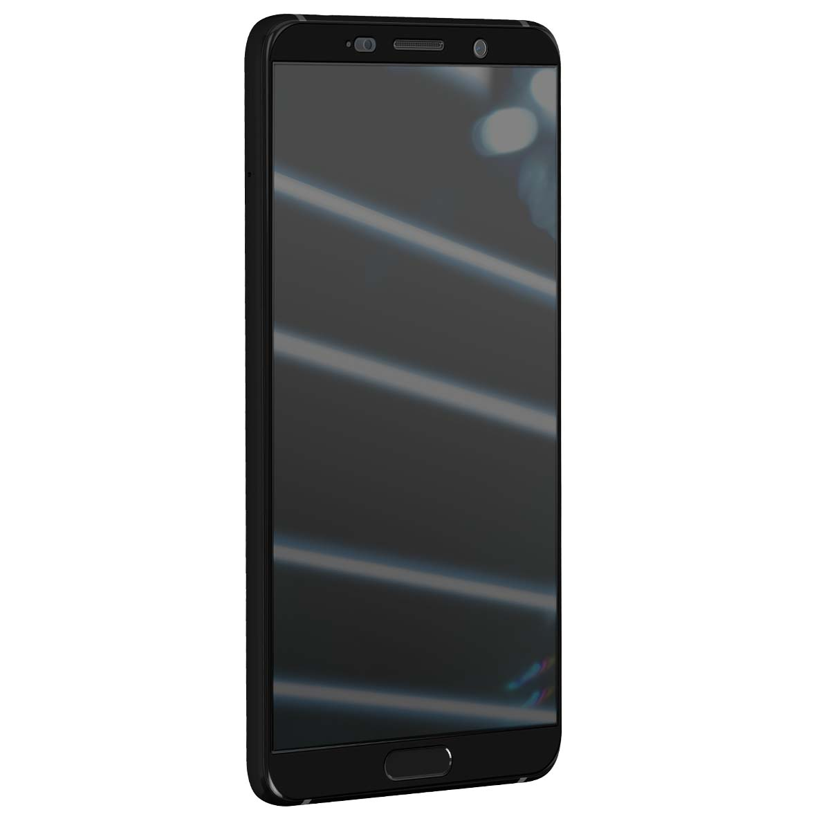 Uno smartphone nero con angoli leggermente arrotondati e schermo scuro.