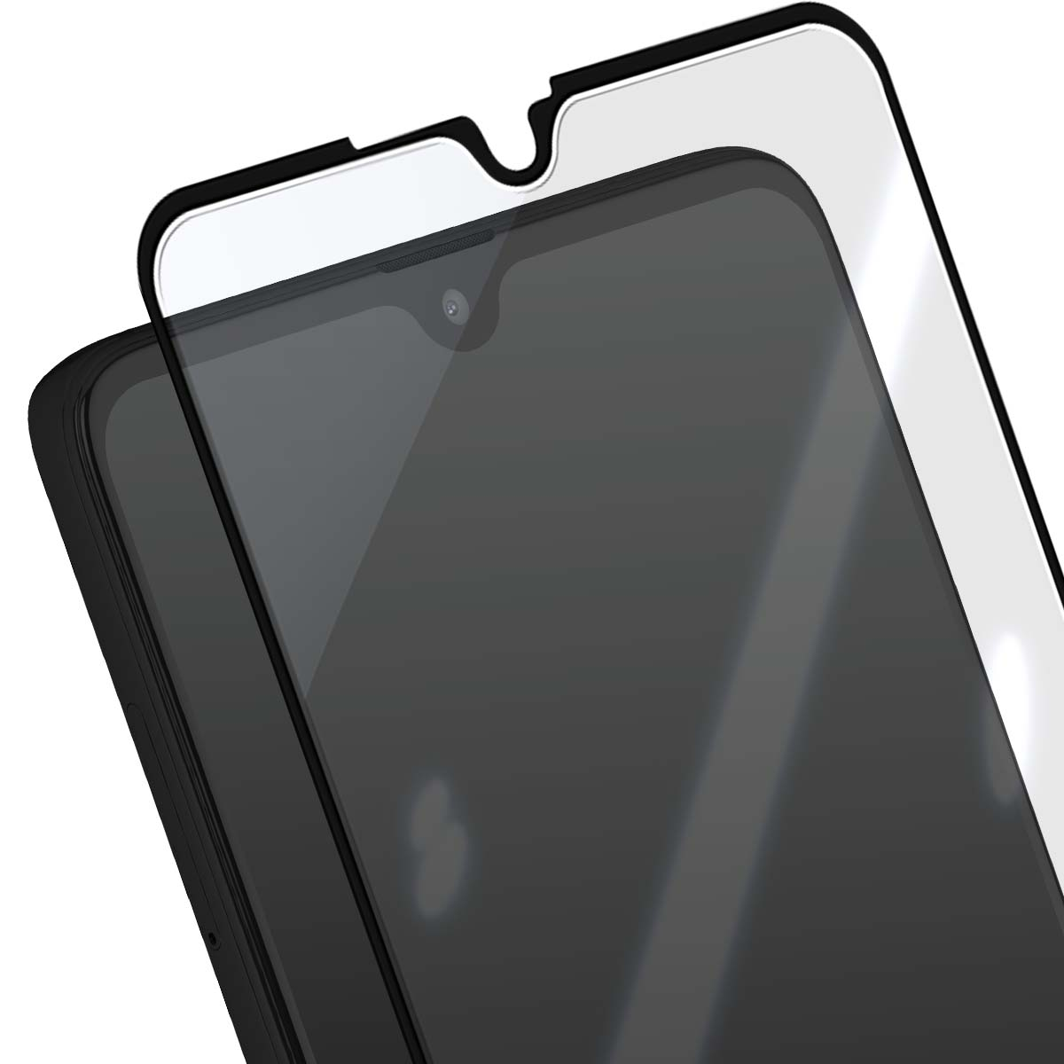 Un protecteur d'écran en verre est placé sur un smartphone.