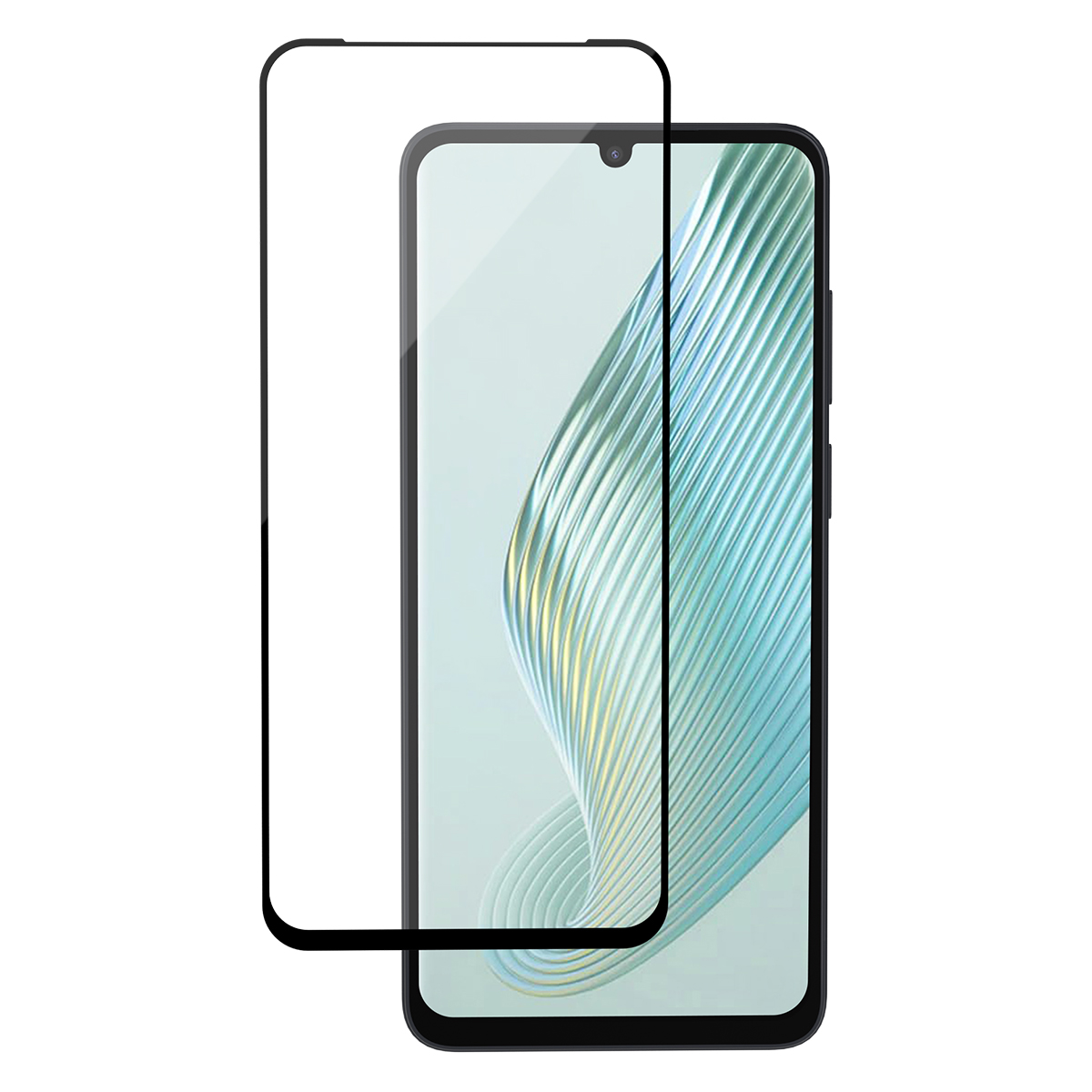Een smartphone met een beschermfolie erop gelegd.