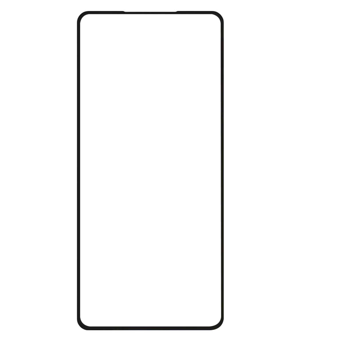 Een frameloos zwart smartphonescherm met afgeronde hoeken.