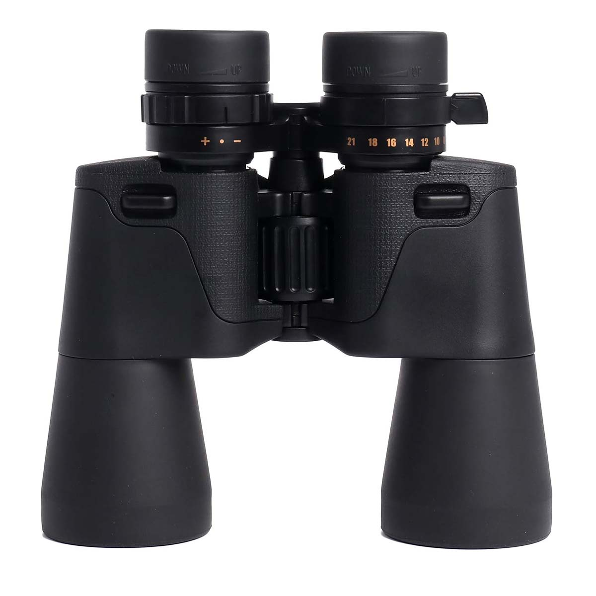 Binocolo nero con accenti argentati e rotella di messa a fuoco.