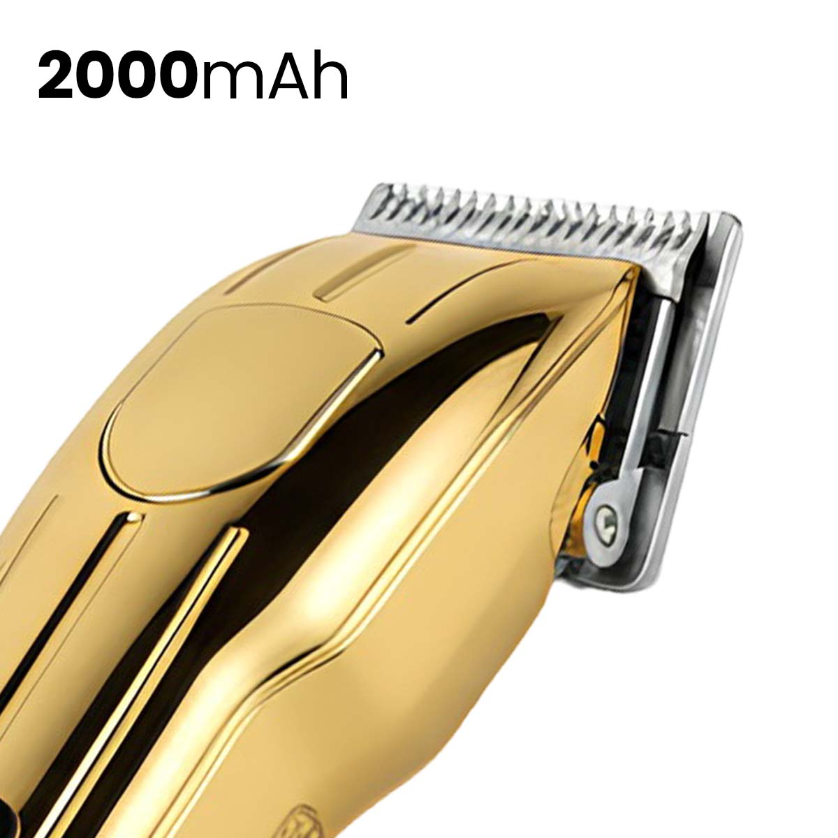 Tondeuse dorée 2000mAh avec lames tranchantes.