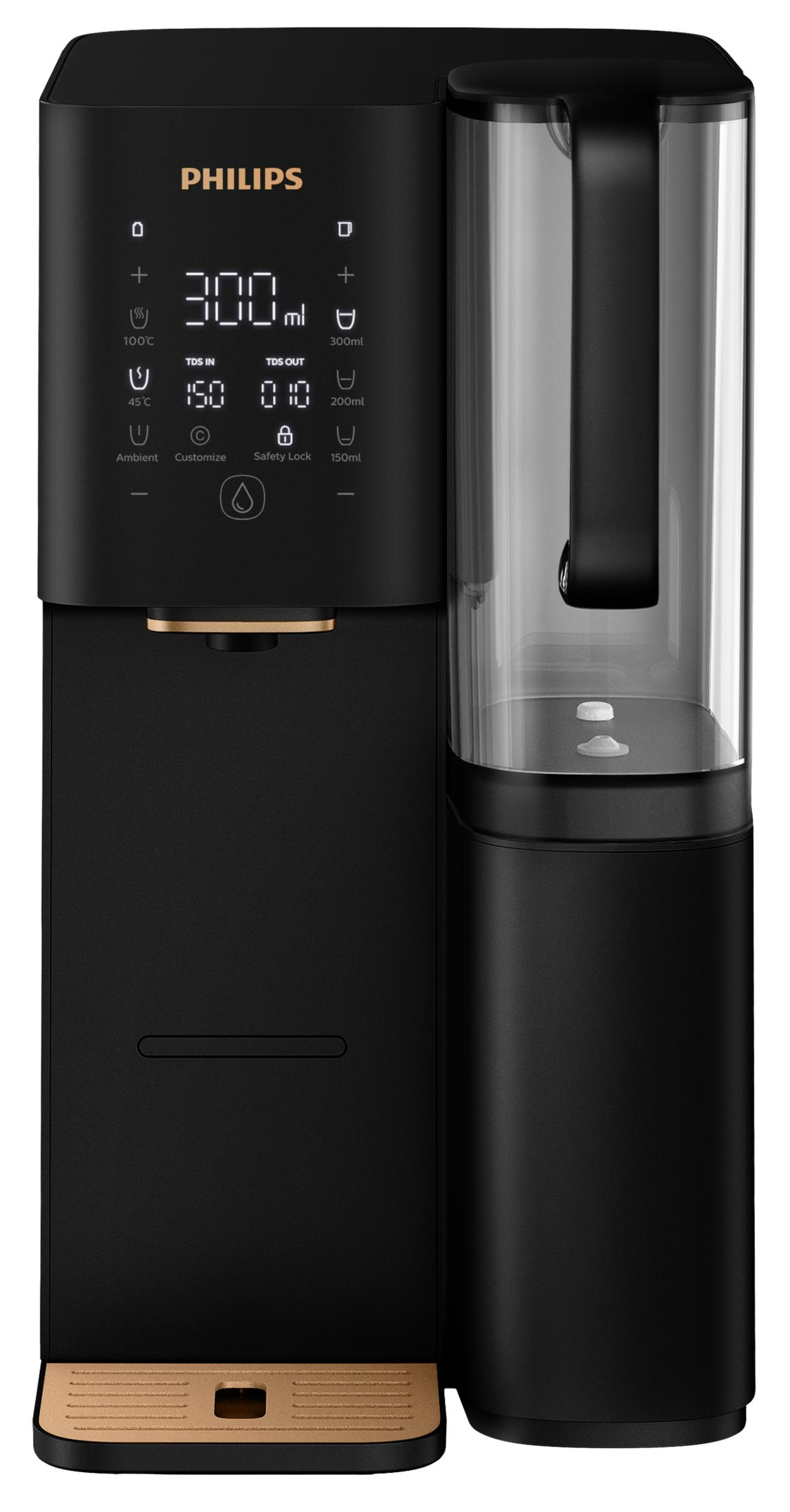 Czarny dozownik wody Philips z cyfrowym wyświetlaczem 300 ml.