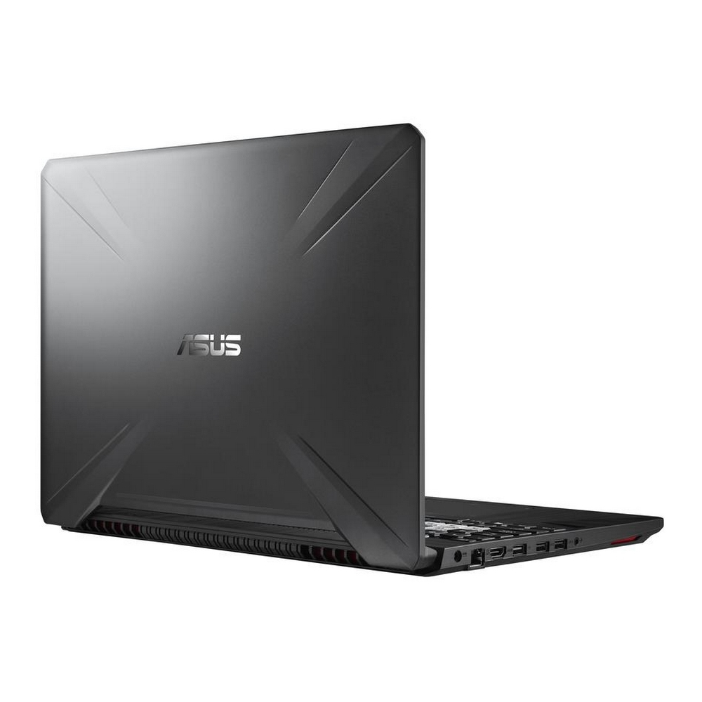 Laptop Asus nero chiuso con logo argento, su sfondo bianco.