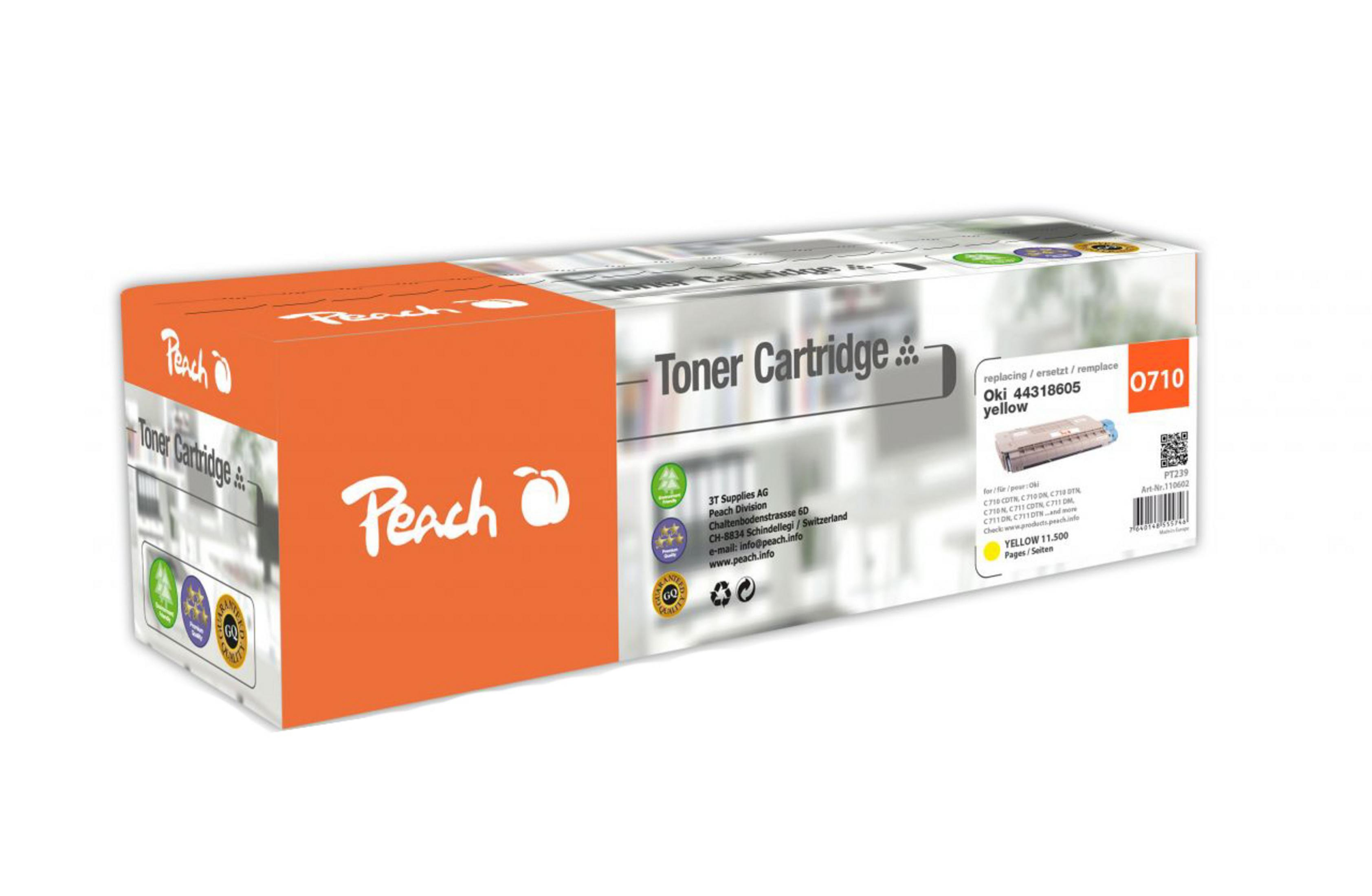 Toner Peach 0710 żółty do drukarek Oki, model 44318605.